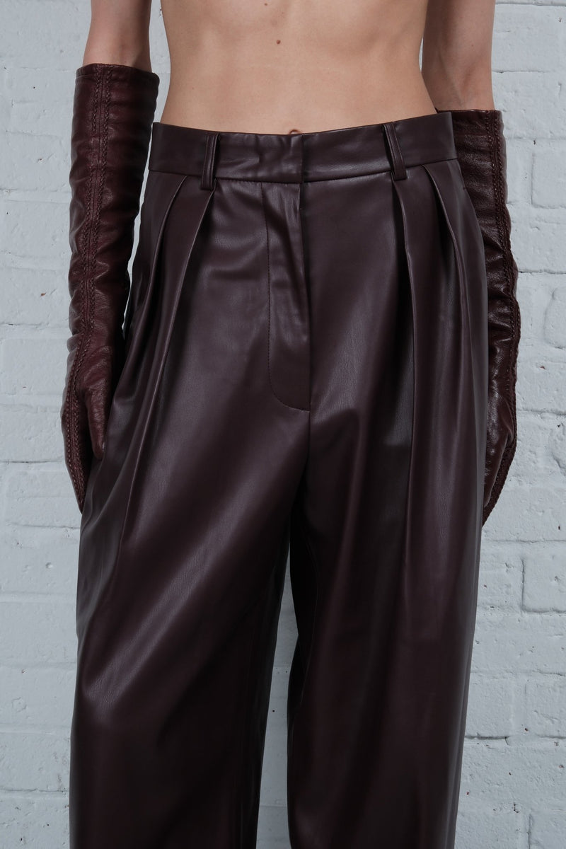 Vegan Leather Pleated Trousers - AFTERHOURS