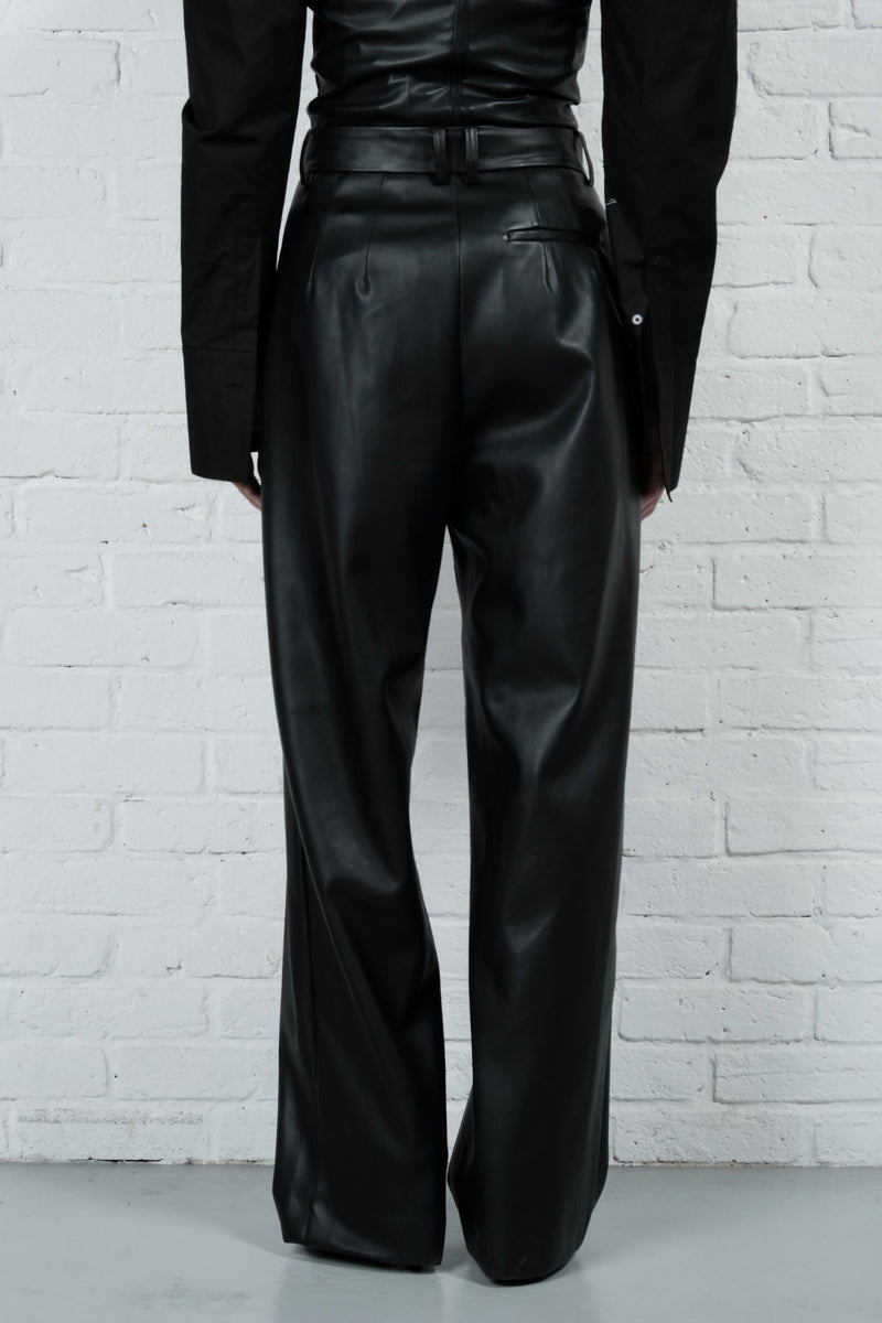Vegan Leather Pleated Trousers - AFTERHOURS
