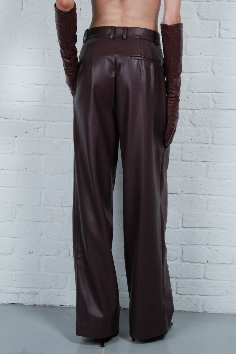 Vegan Leather Pleated Trousers - AFTERHOURS