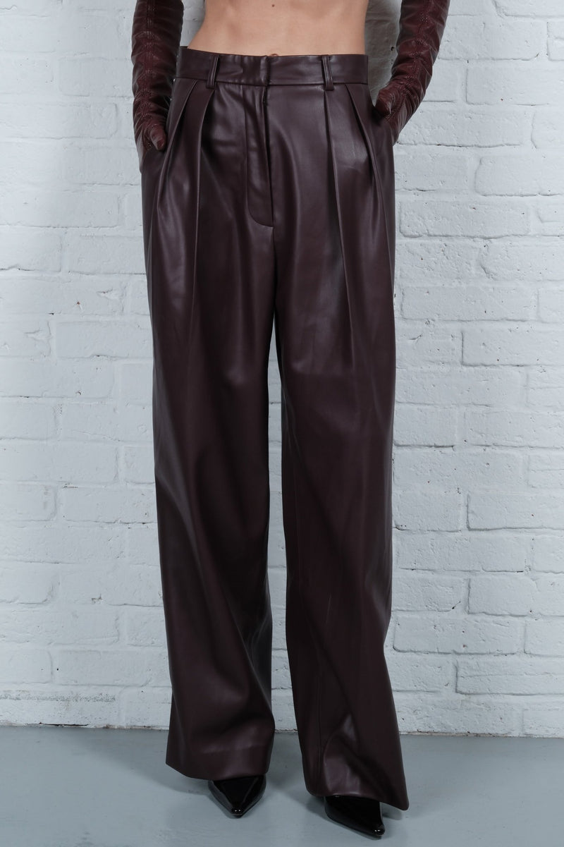 Vegan Leather Pleated Trousers - AFTERHOURS