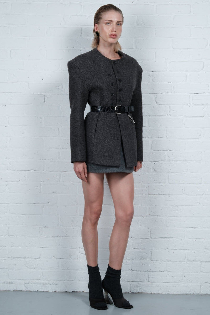 Wool Sculpt Mini Skirt - AFTERHOURS