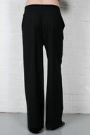 Straight-Leg Pinstripe Trousers - Black