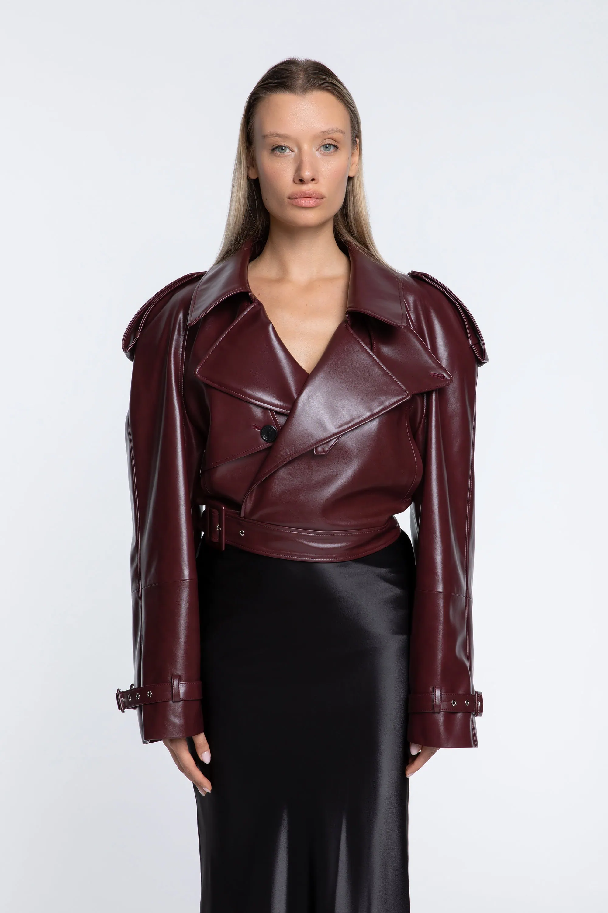 Cropped trench leather jacket — Afterhours